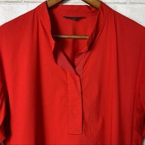 148 Lafayette red orange tunic split neck